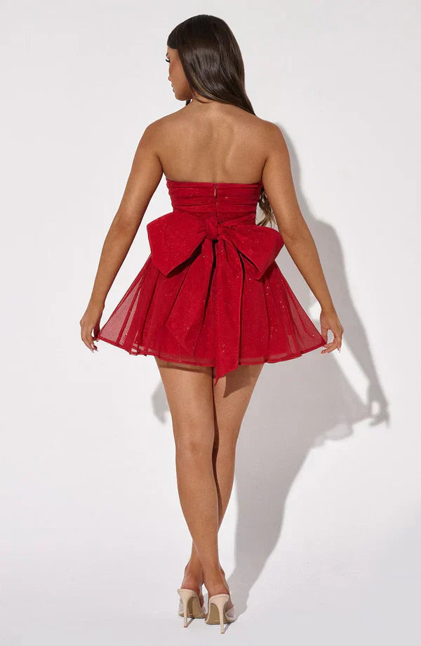 Minivestido informal brillante para mujer con lazos en la parte trasera | Ideal para primavera/verano