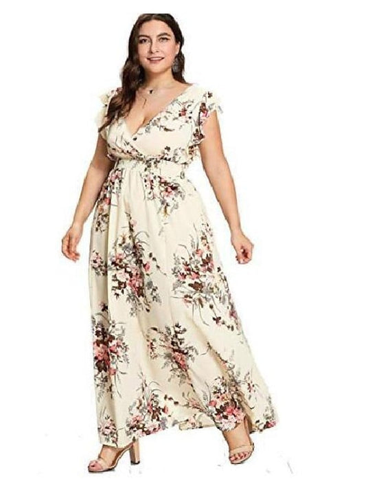 A Line Dress Maxi long Dress Black Pink Dark Blue Beige Sleeveless Pattern Summer Casual Loose L XL XXL XXXL 4XL 5XL / Plus Size / Plus Size for Women