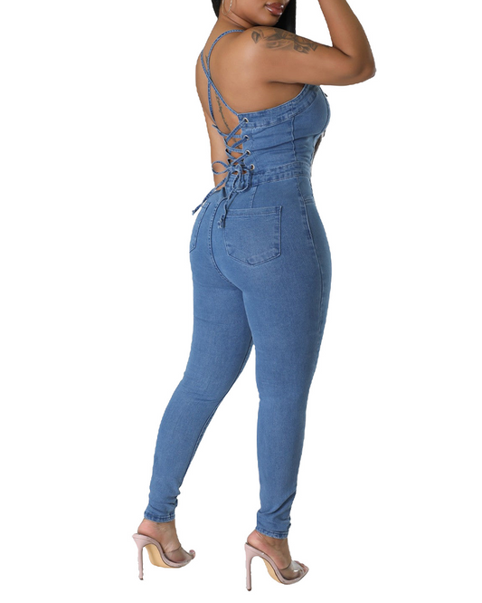 Slim Backless One-Piece Jeans
