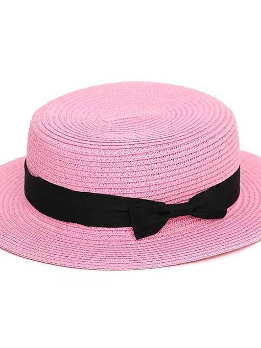 Hat Straw Hat Sun Hat Light Pink milk white Navy Outdoor Street Holiday Pure Color Pure Color Portable Sun Protection Breathable for Women
