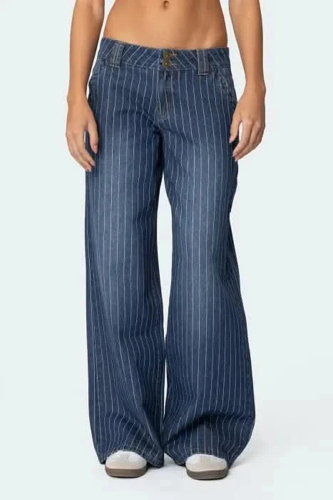 Rosalie Striped Low Rise Jeans