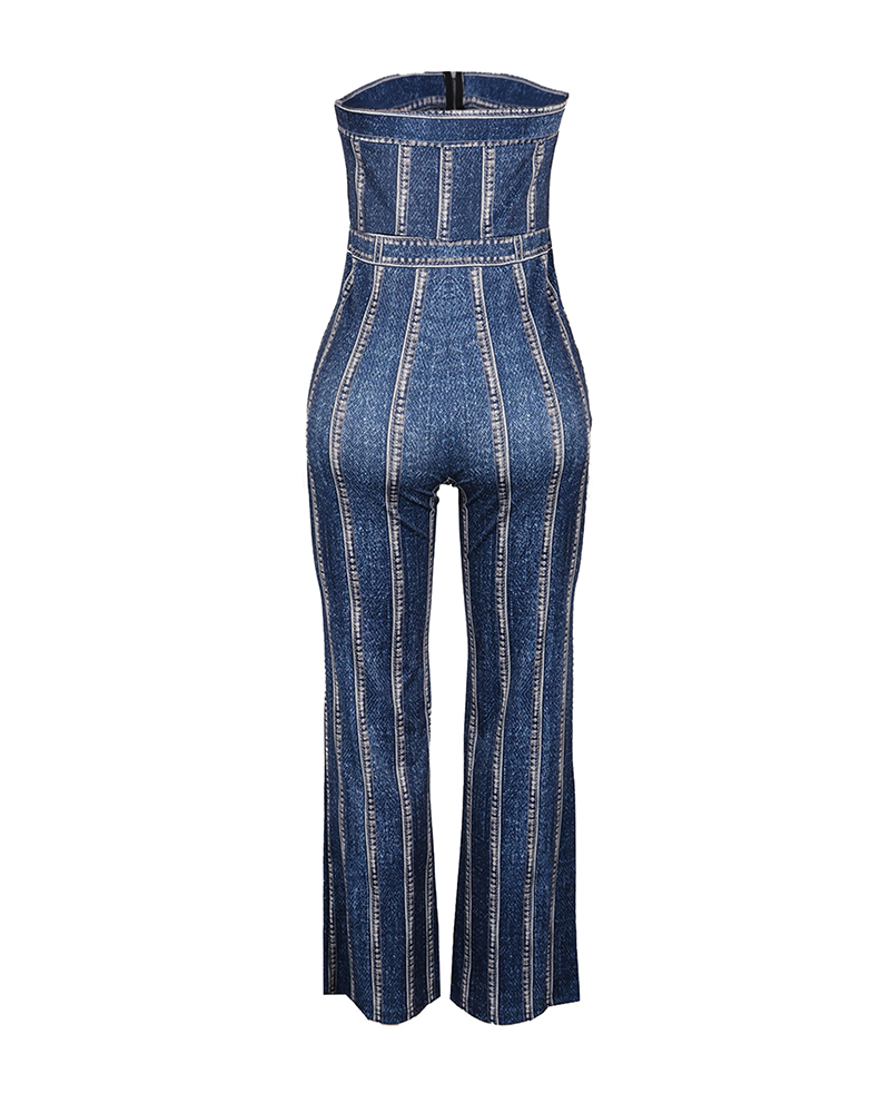 Printed Stretch Wide-Leg Jumpsuit