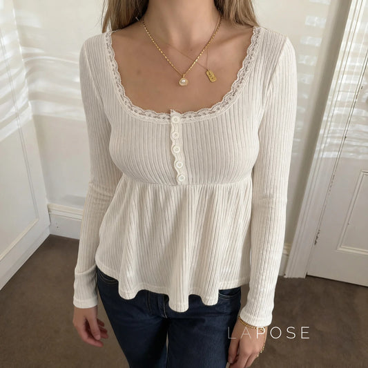 Aaleiya Lace Square Neck Top