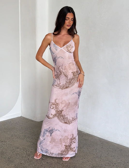 Arlette Radiant Floral Maxi Dress - Collage Cranes