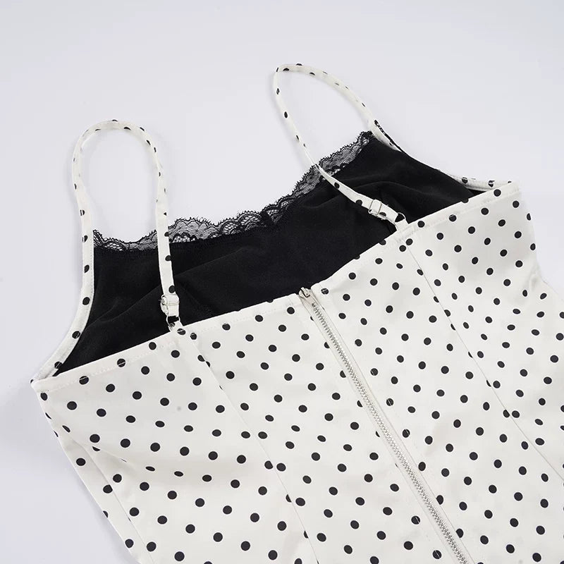 Azalia Lace Trim Polka Dot Cami