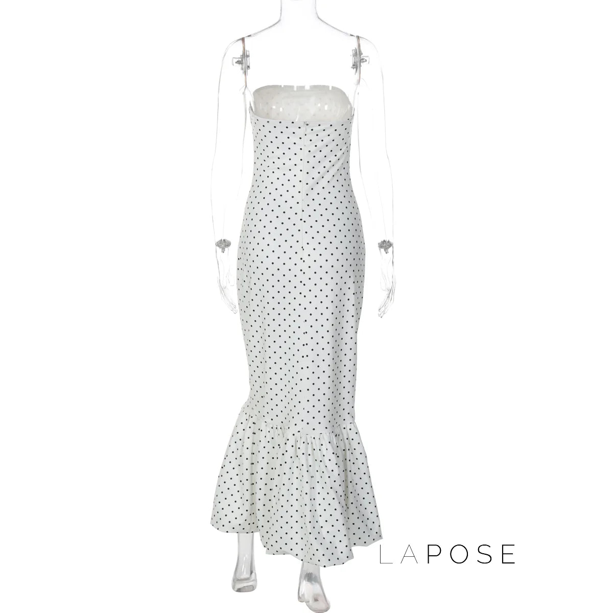 Azaria Polka Dot Strapless Midi Dress