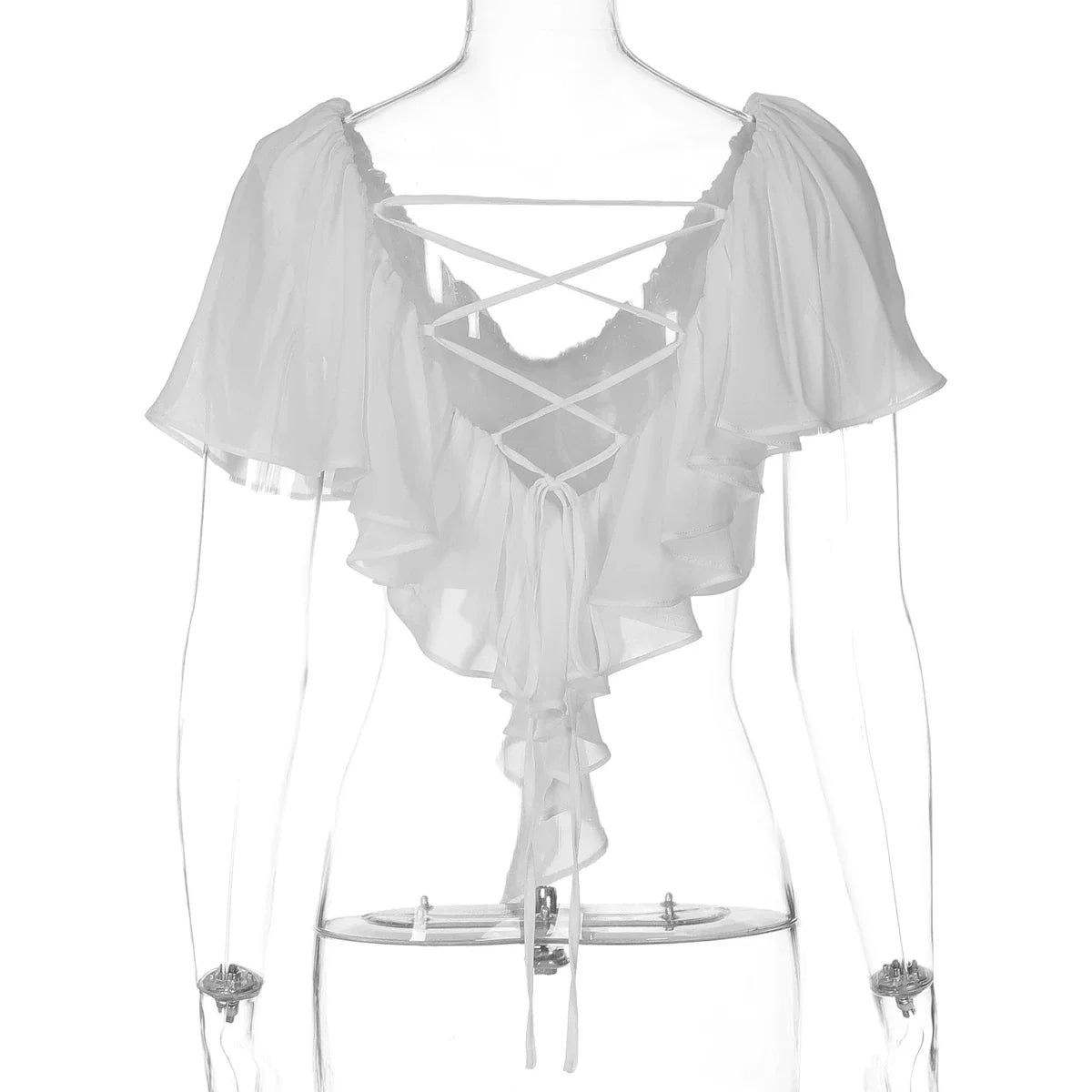Cate Ruffle Chiffon Crop Top