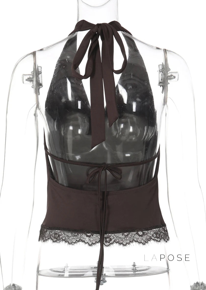 Cielo Lace Halter Crop Top
