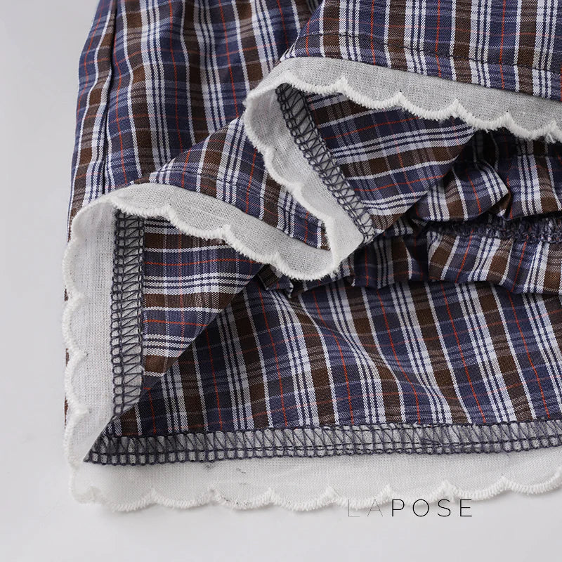 Elora Plaid Crop Skirt Set