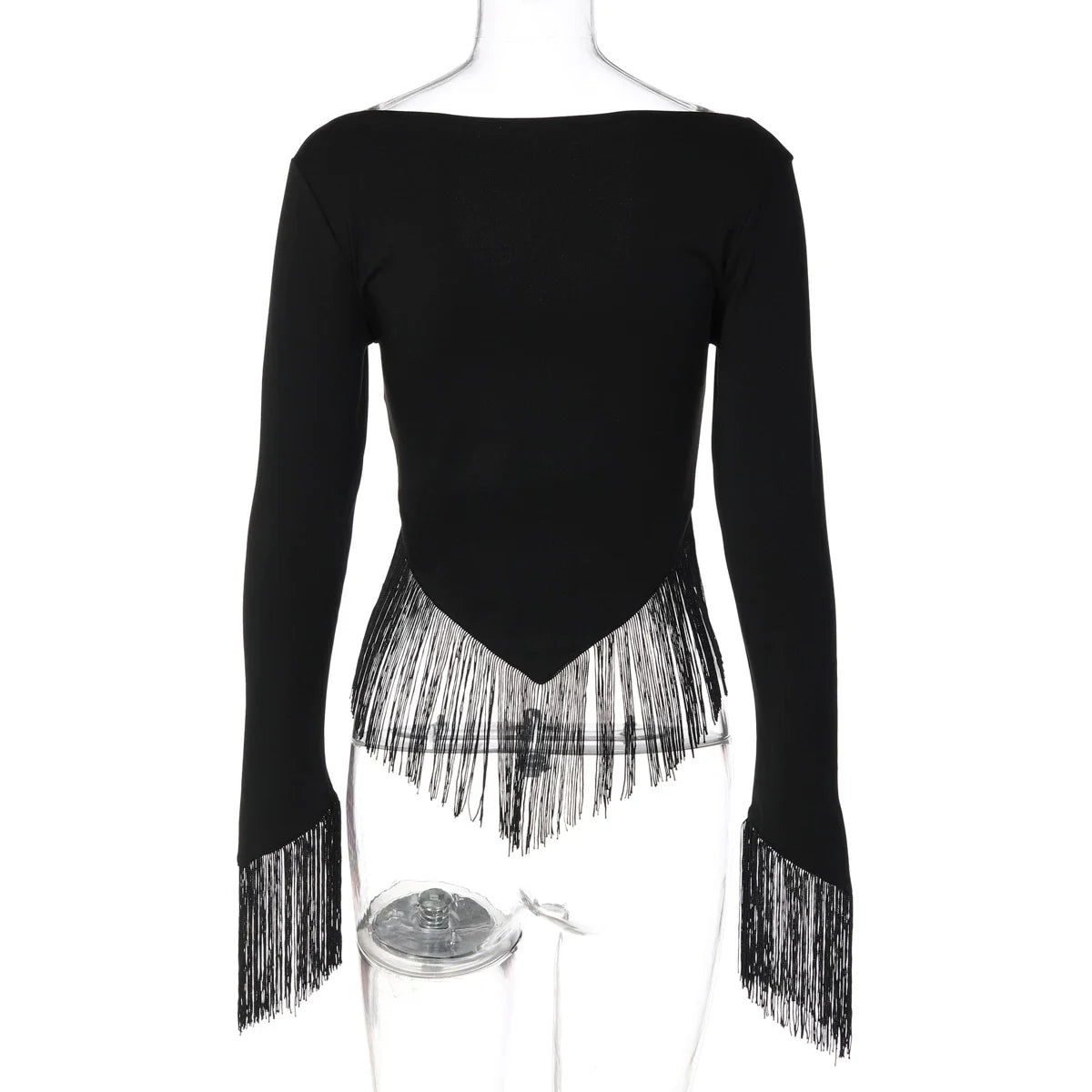 Gracelynne Fringe Long Sleeve Crop Top