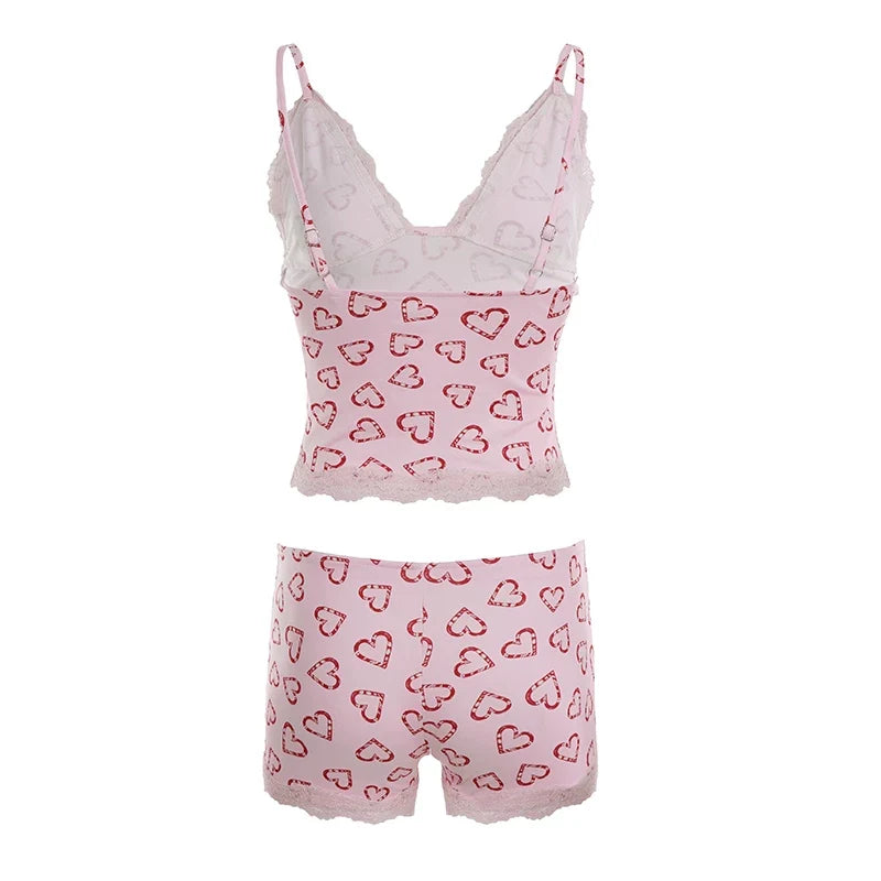 Harlow Heart Print Lace Set