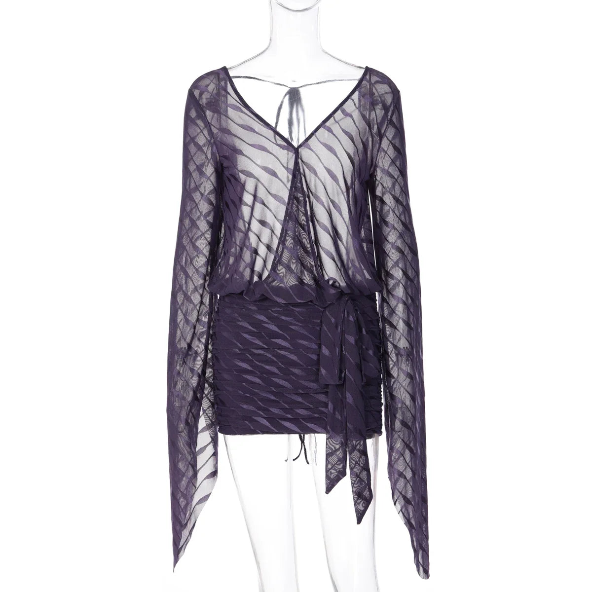 Haylee Sheer Mesh Backless Mini Dress