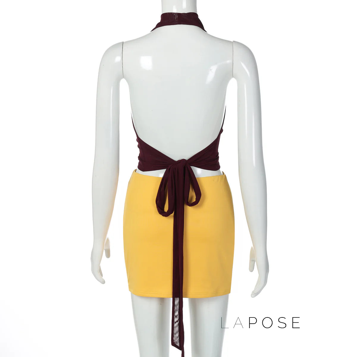 Kensi Halter Open Back Skirt Set