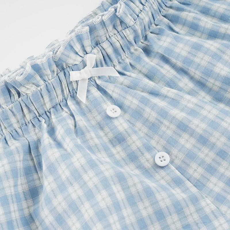 Kinzleigh Gingham Ruffle Hem Shorts