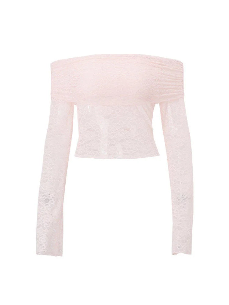Lace One-Shoulder Skirt Set