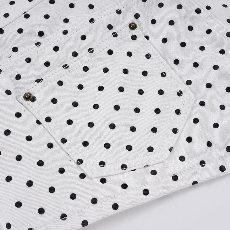 Maureen Polka Dot Denim Shorts