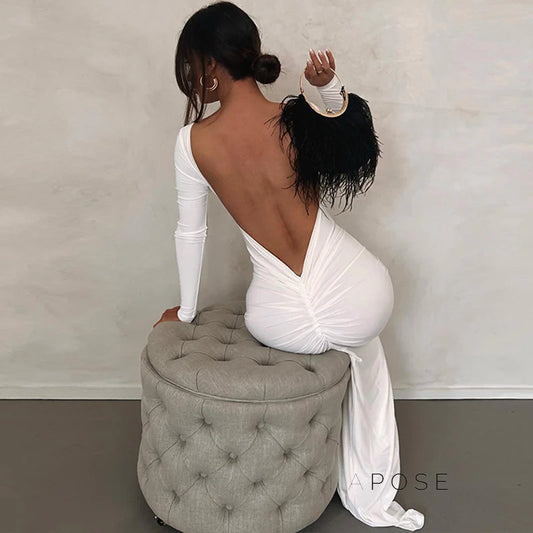 Mireille Backless Ruched Long Dress