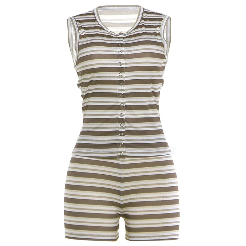 Oliviana Striped Knit Shorts Set