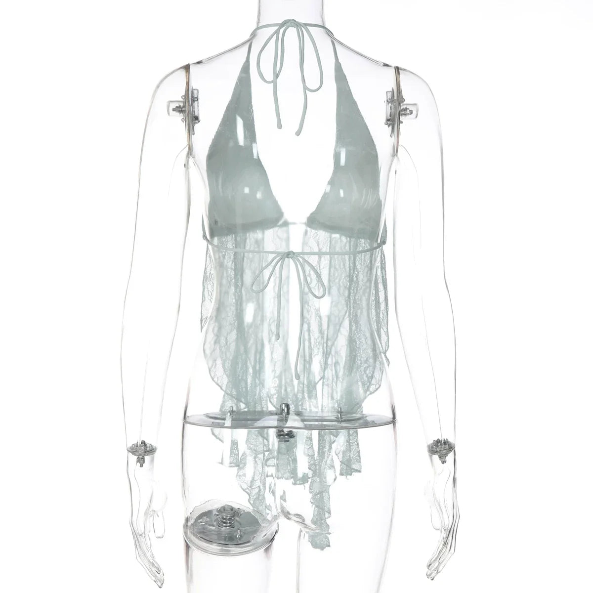 Saige Halter Lace Ruffle Top