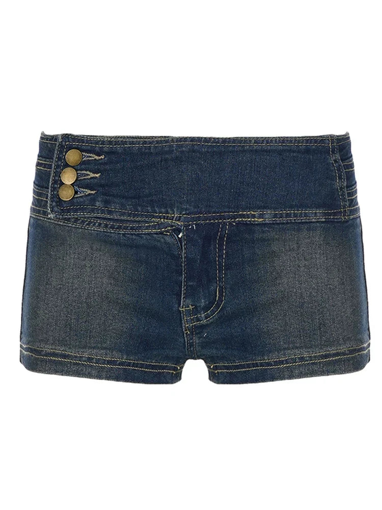 Temperance Low Rise Button Denim Shorts