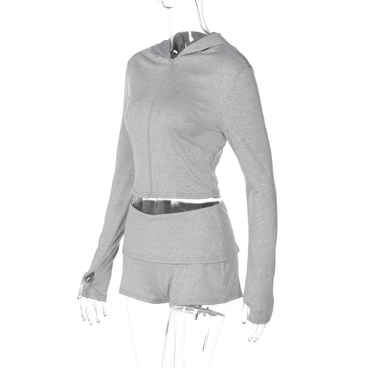 Two-Piece Hooded Zip-Up Short Set