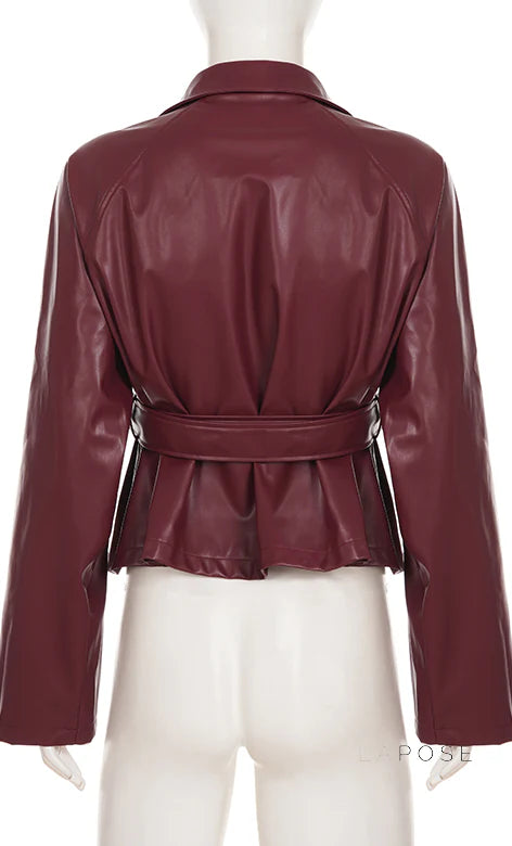 Zamiah Red Faux Leather Jacket