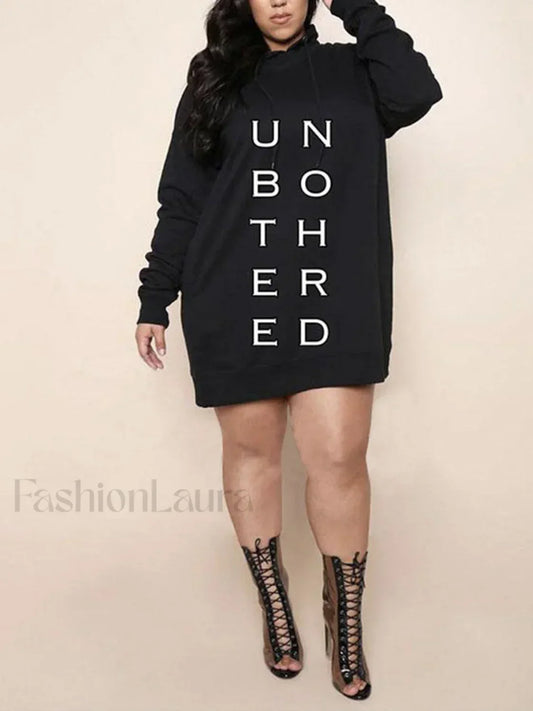Letter Print Hoodie Mini Dress