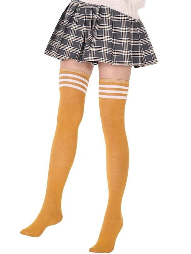 Stockings Work Daily Holiday Solid Color Polyester Simple Casual Lolita Leg Shaping Casual Cute 1 Pair for Women