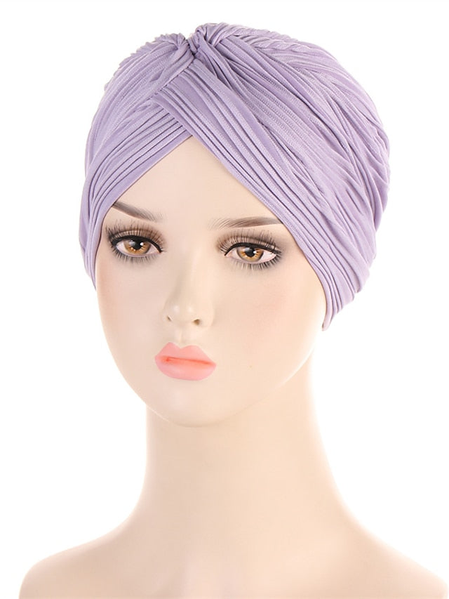 Indian Twist Knot Women Muslim Fold Hijab Turban Inner Caps Hair Care Hat Bonnet Headwear Wrap Head Scarf Femme Cover Beanies for Women