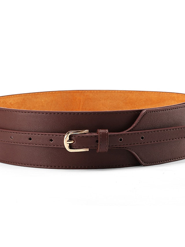 Wide Belt Party Wedding Street Daily Black Red Belt Pure Color Brown Fall Winter Spring Summer for Women