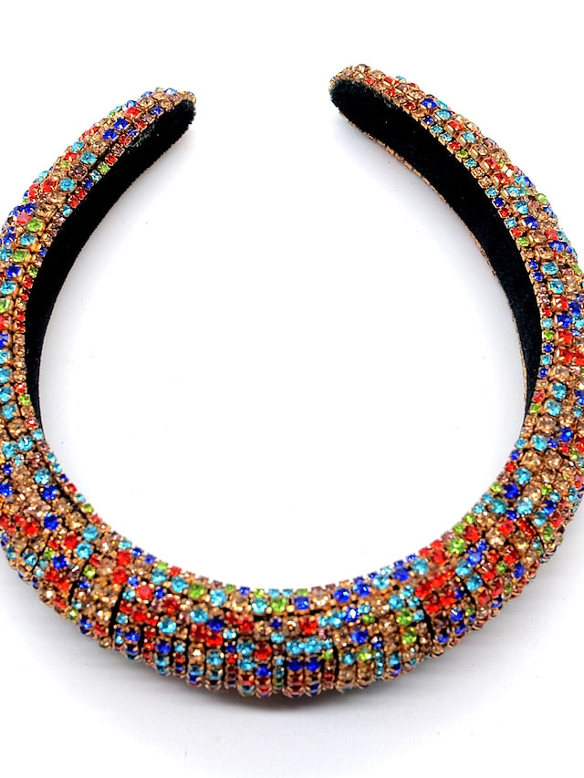 1PC Girls' Headbands Pearl Headband Diamond Headband Fashion Padded Velvet Fabric Hairband Hair Band Headwear for Women Girl (Colorful Summer) for Women