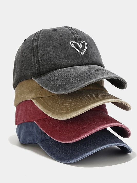 Fashion Outdoor Sport Solid Baseball Caps For Men Women Couple Love Heart Embroidery Snapback Cap Washed Cotton Dad Hat for Women