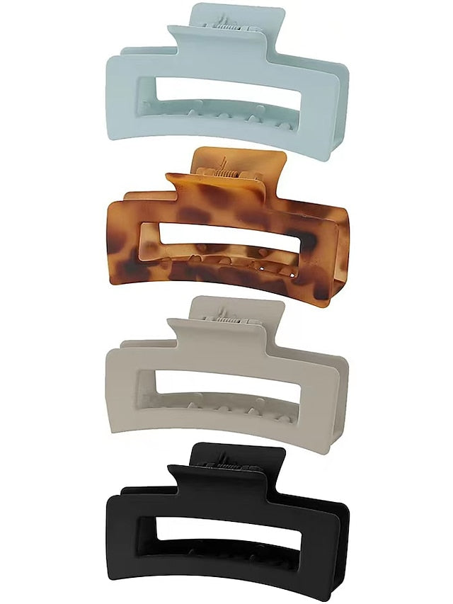 Large Hair Claw Clips 4 PCS, Hair Clips for Thick Hair Acrylic Banana Claw Clips Non-slip Hair Clip Rectangular Jaw Clips Big Hair Clips Gifts for Women for Women