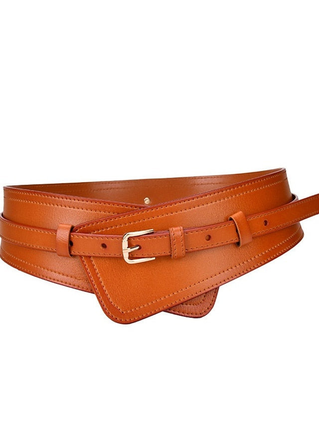 Belt Faux Leather White Black Camel Khaki Orange Wide Belt Outdoor Street Dailywear Holiday Pure Color / Spring / Summer / Fall / Winter for Women