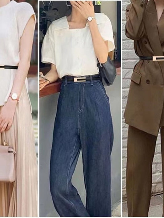 Skinny Belt Corset Belt PU Leather Metal Bucke Plain Casual Vintage Retro Party Gift Black White Brown Coffee for Women