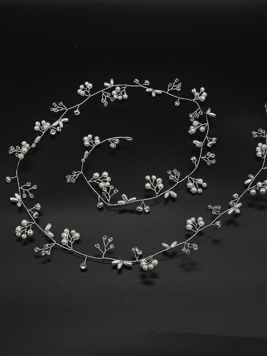 1pc Headbands Hair Ring For Wedding Party Evening Gift Holiday Head Mismatched Imitation Pearl Alloy Golden Silver for Women