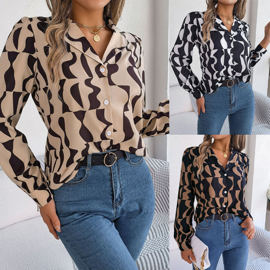 Blusa informal de manga larga a rayas con bloques de color para oficina a la moda para mujer
