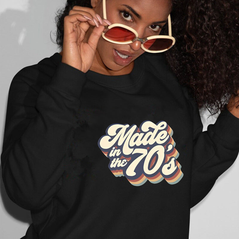 Sudadera informal de manga larga con estampado de letras para mujer