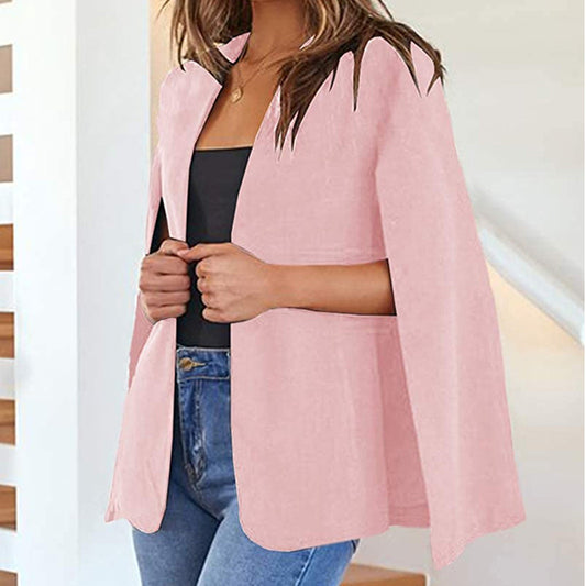 Chaqueta tipo capa de color liso informal a la moda para mujer