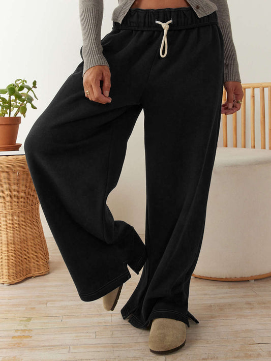 Women Fashion Casual Loose Drawstring Wide Leg Pants