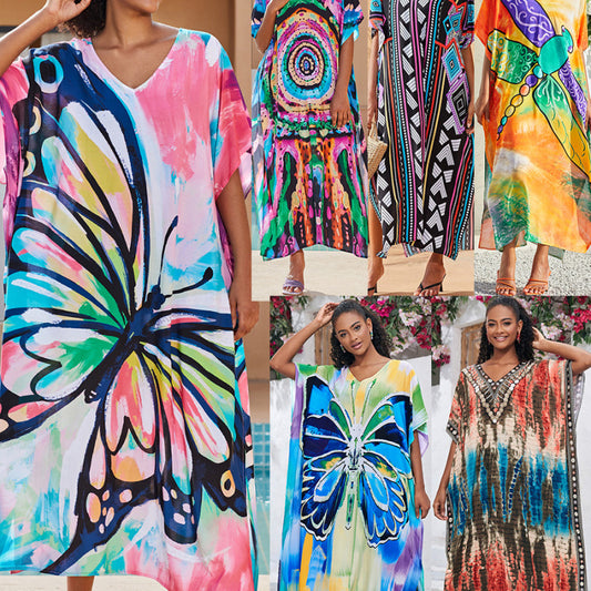 Traje de baño informal con estampado de mariposas para mujer, ideal para vacaciones en la playa