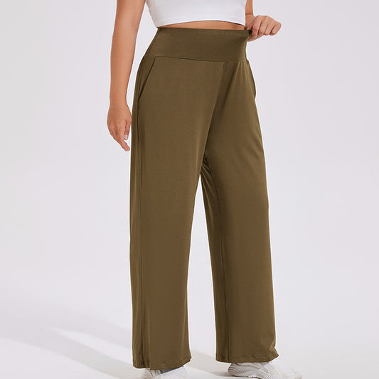 Pantalones acampanados deportivos de cintura alta para mujer, informales, de talla grande, para yoga y fitness