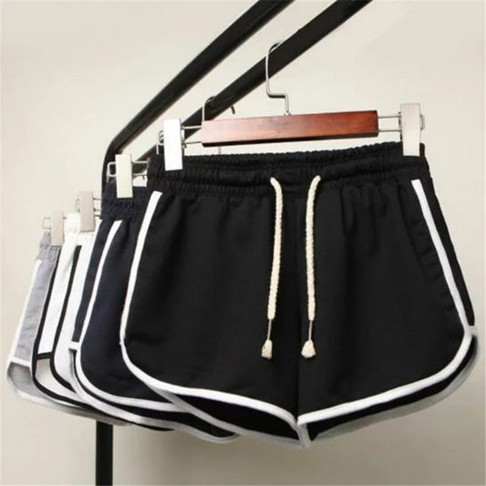 Women Casual Loose Solid Color Wide Leg Drawstring Shorts