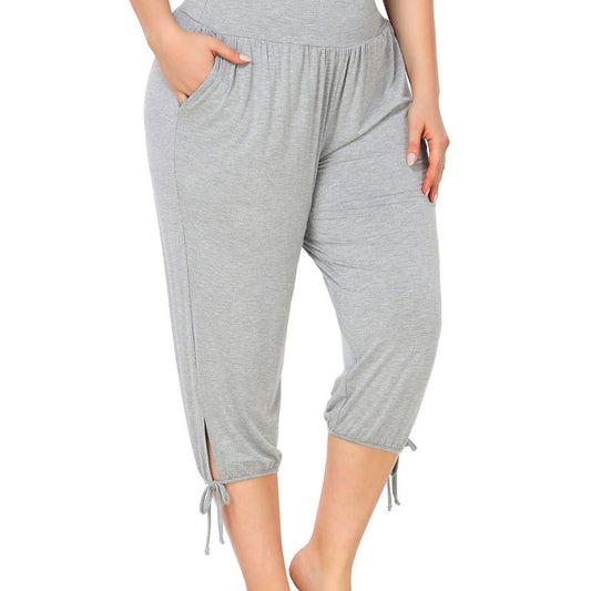 Pantalones de yoga holgados de color liso de talla grande informales a la moda para mujer