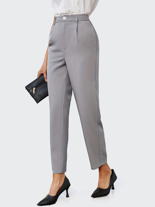 Pantalones rectos casuales de color sólido de moda para mujer