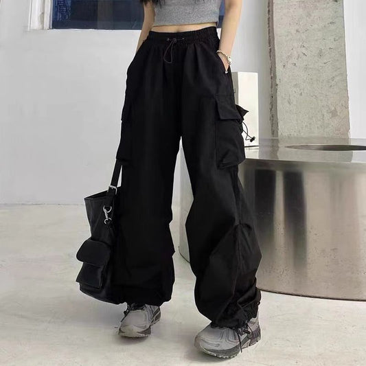 Pantalones cargo deportivos casuales, sueltos y de color sólido para mujer
