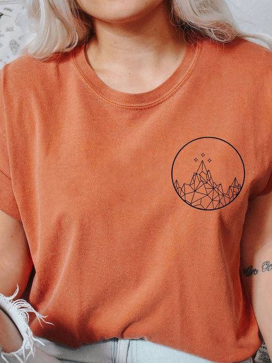 Camiseta de manga corta con cuello redondo y estampado informal para mujer