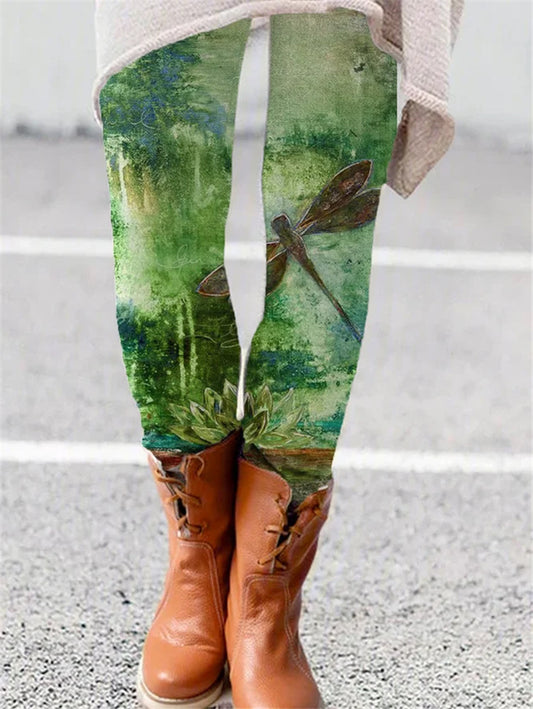 Leggings ajustados informales de cintura alta con estampado para mujer