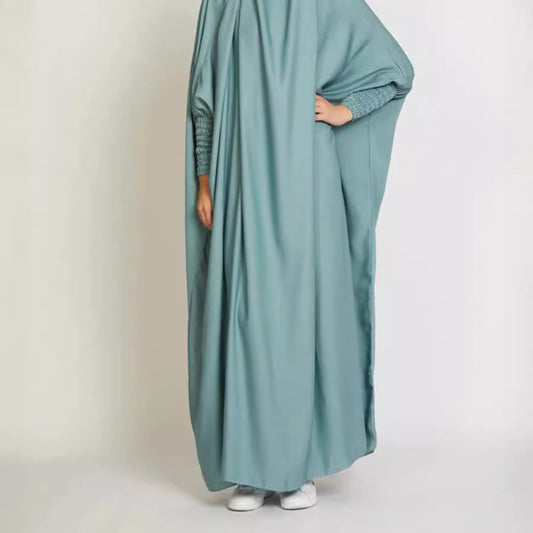 Women Casual Solid Color Abaya Long Sleeve Maxi Dress