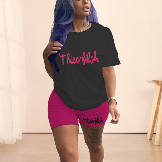 Traje informal de dos piezas D1209 para mujer, talla grande, con estampado de posicionamiento